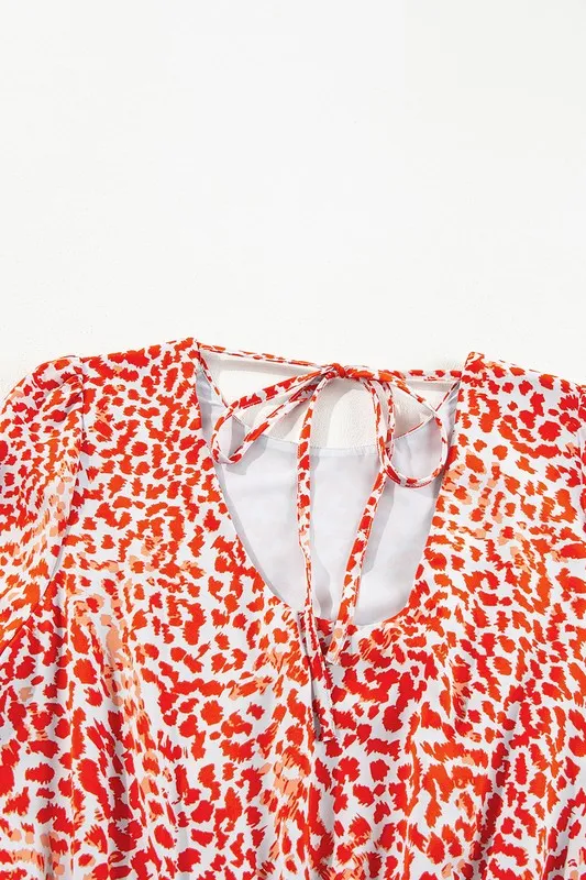 Red Leopard Print Long Sleeve Hollowed Back Dress sold by Charming Charlie product image thumbnail 5