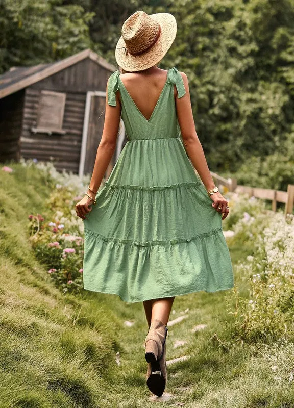 Tiered V neck dress with ties sold by Charming Charlie product image thumbnail 3