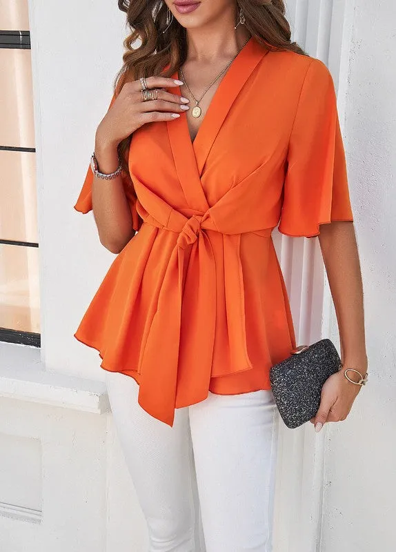 Tie front v-neck blouse sold by Charming Charlie product image thumbnail 3