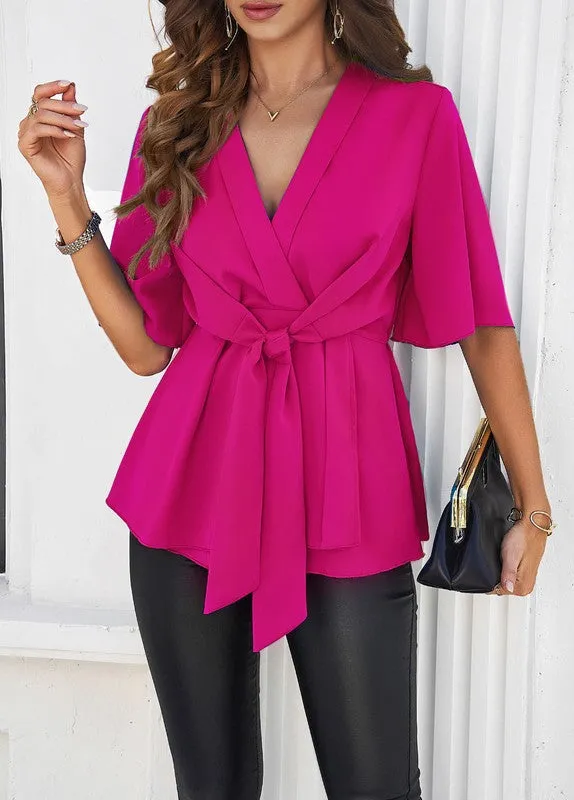 Tie front v-neck blouse sold by Charming Charlie