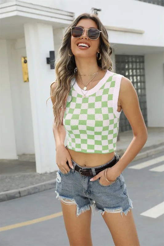 Checkered cropped top sold by Charming Charlie product image thumbnail 3