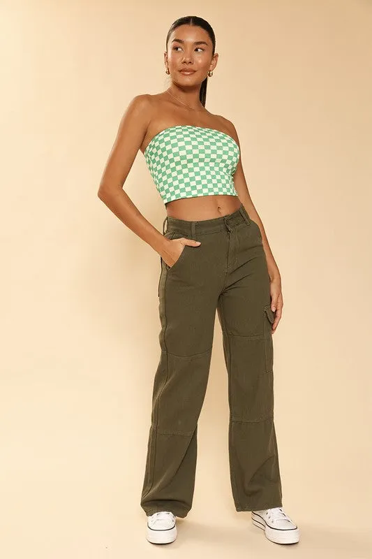 Checkered rib knit tube top sold by Charming Charlie product image thumbnail 4
