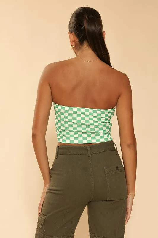 Checkered rib knit tube top sold by Charming Charlie product image thumbnail 2