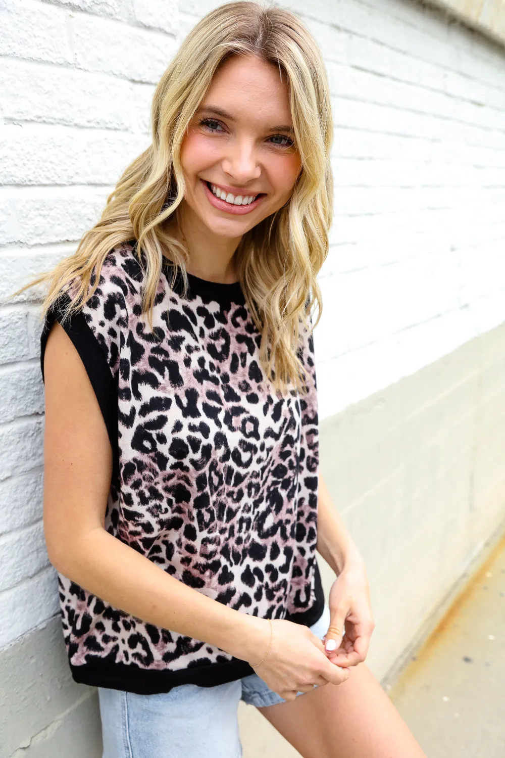 Be Bold Dolman Short Sleeve Leopard Print Knit Top sold by Charming Charlie product image thumbnail 3