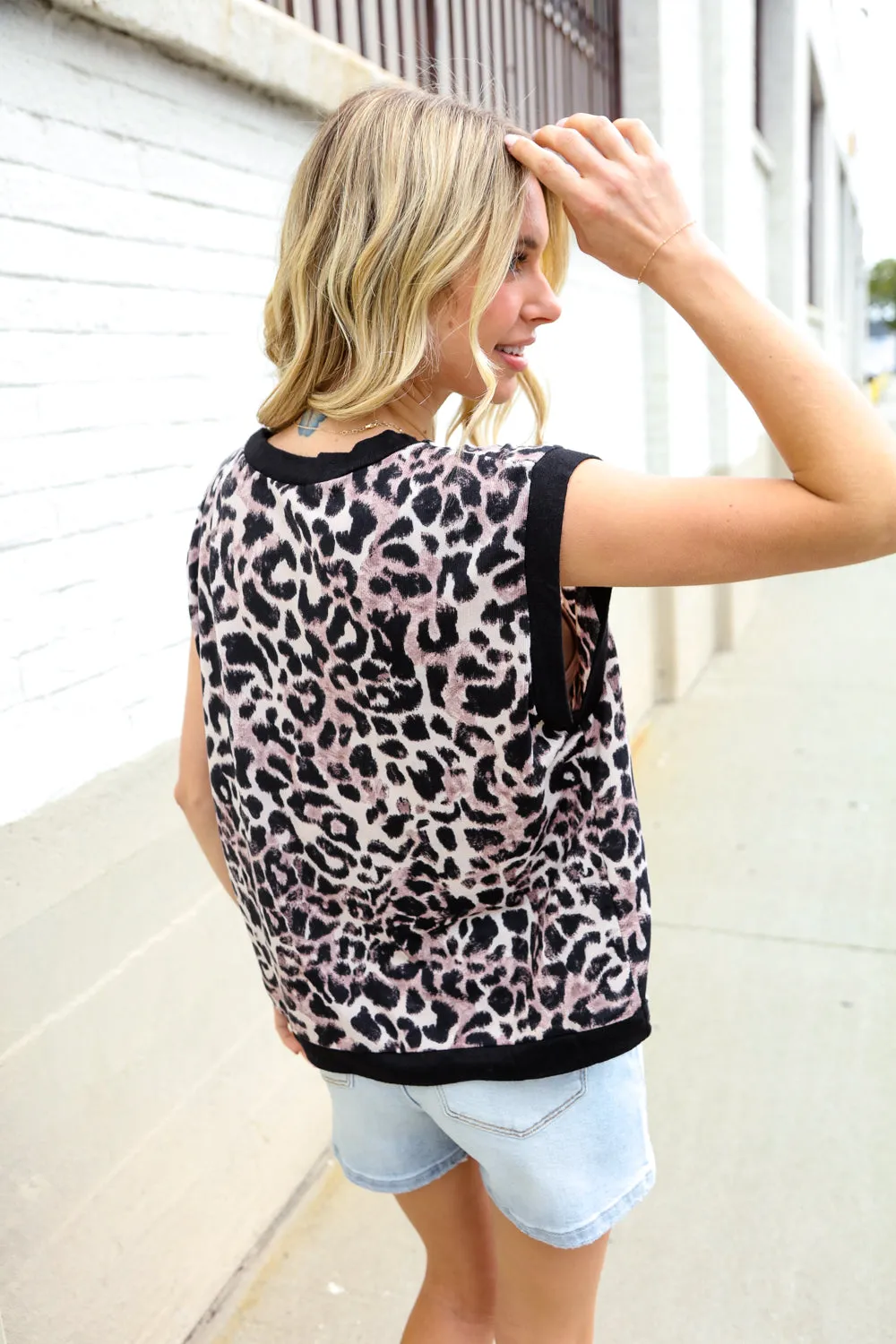 Be Bold Dolman Short Sleeve Leopard Print Knit Top sold by Charming Charlie product image thumbnail 2