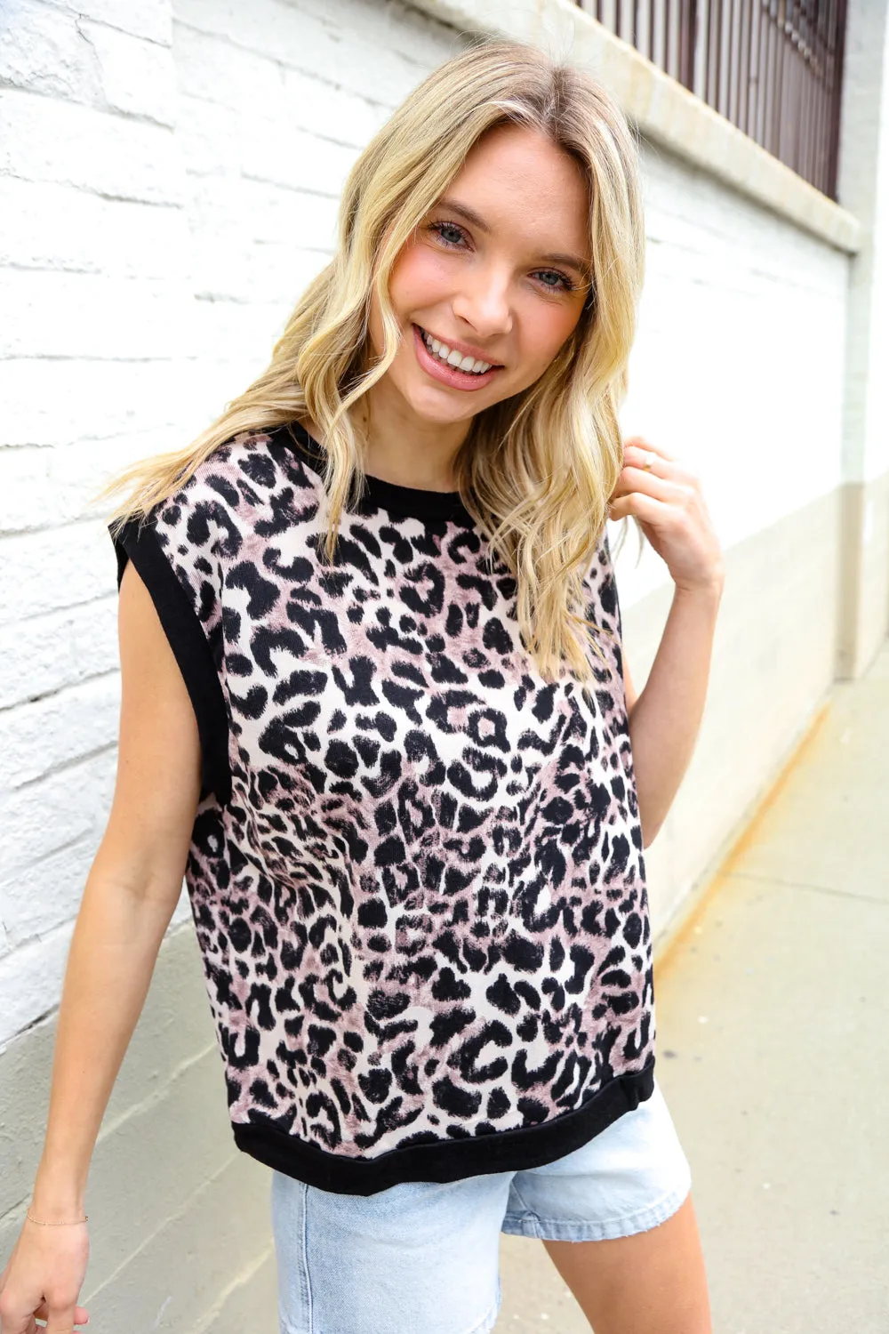 Be Bold Dolman Short Sleeve Leopard Print Knit Top sold by Charming Charlie product image thumbnail 4