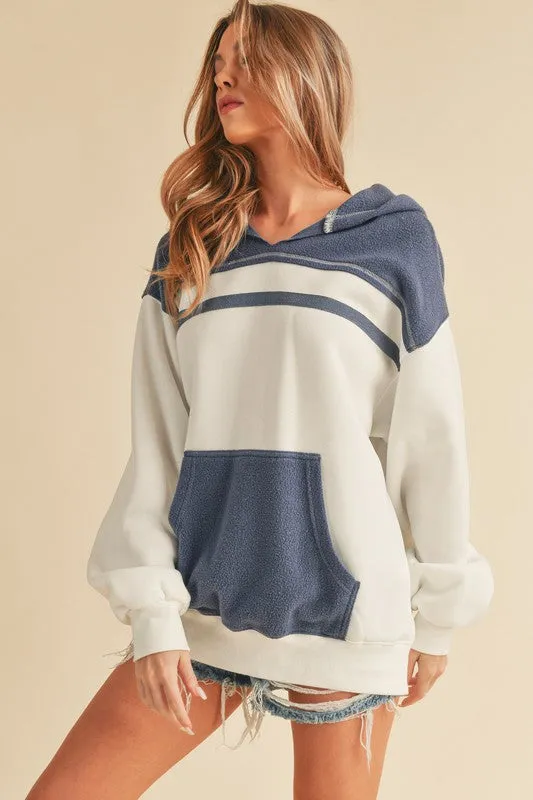 Aemi + Co Color Block Drop Shoulder Hoodie with Kangaroo Pocket sold by Charming Charlie product image thumbnail 5