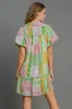 Umgee Full Size Smocked Floral Puff Sleeve Mini Dress Plus Size sold by Charming Charlie