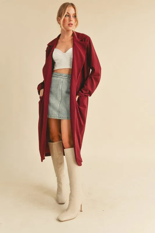 Aemi + Co Lapel Collar Long Sleeve Longline Coat sold by Charming Charlie product image thumbnail 2