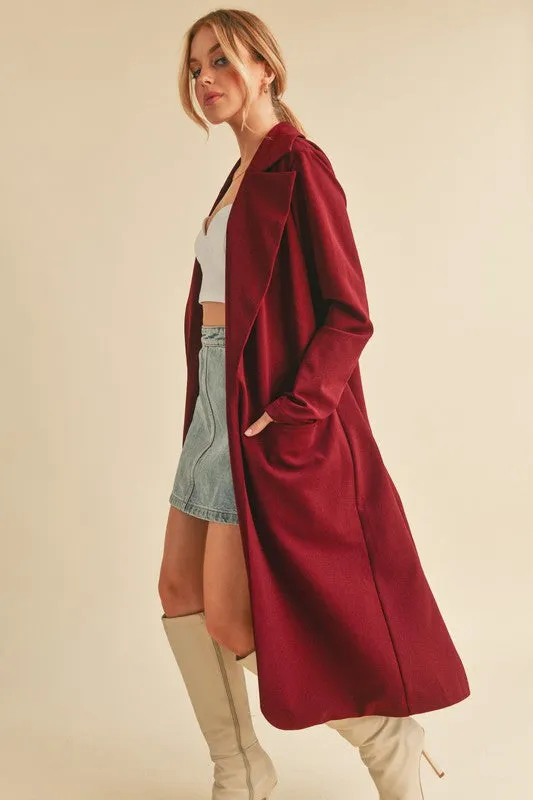 Aemi + Co Lapel Collar Long Sleeve Longline Coat sold by Charming Charlie product image thumbnail 5