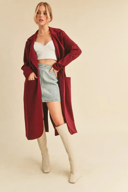 Aemi + Co Lapel Collar Long Sleeve Longline Coat sold by Charming Charlie product image thumbnail 3