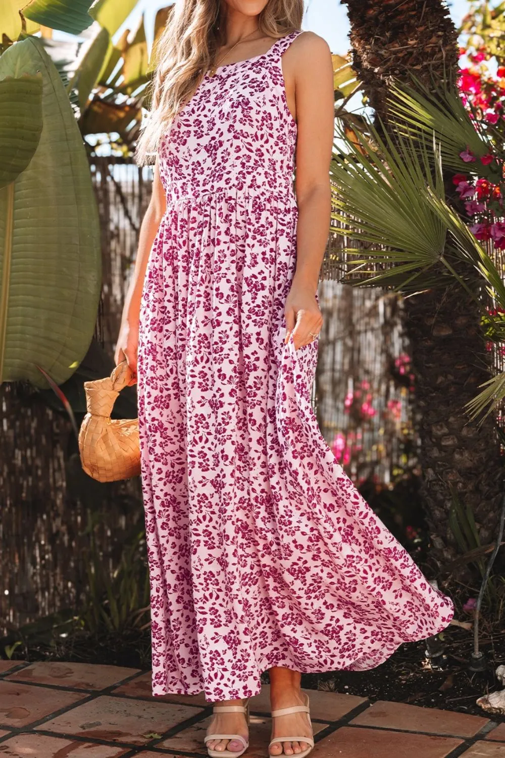 Floral Cutout Back Square Neck Maxi Dress sold by Charming Charlie product image thumbnail 4