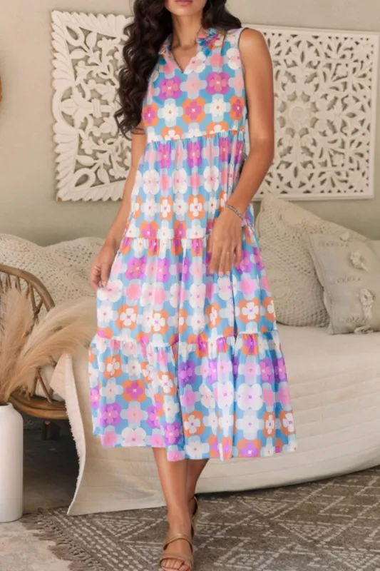 Floral Print Sleeveless Tiered Midi Dress sold by Charming Charlie