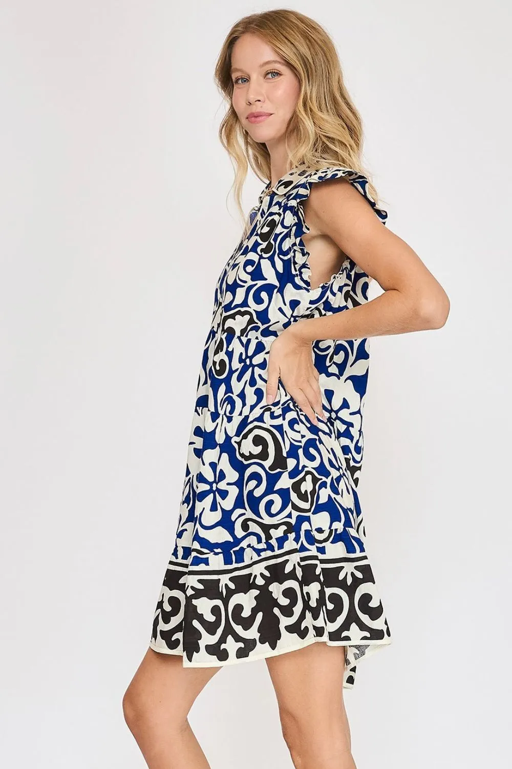 Umgee Floral Ruffled Cap Sleeve Tiered Dress sold by Charming Charlie product image thumbnail 3