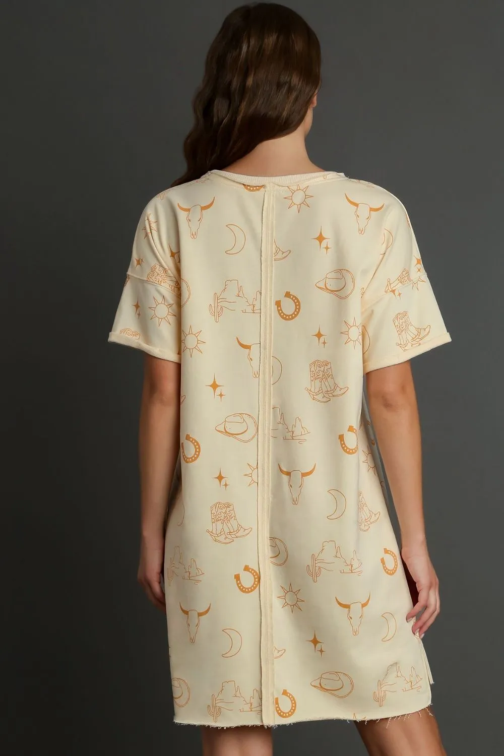 Umgee Full Size French Terry Short Sleeve Round Neck Dress Plus Size sold by Charming Charlie product image thumbnail 2