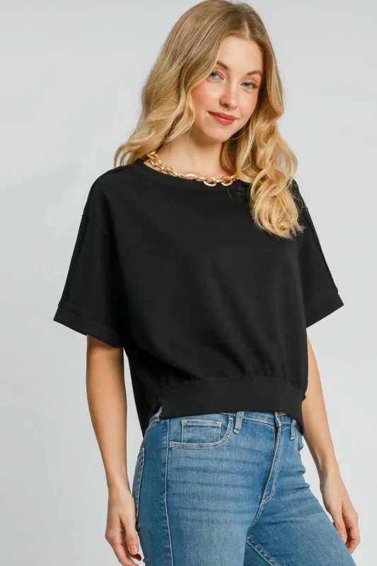 Umgee Full Size Lightweight Cropped Sweatshirt Plus Size sold by Charming Charlie