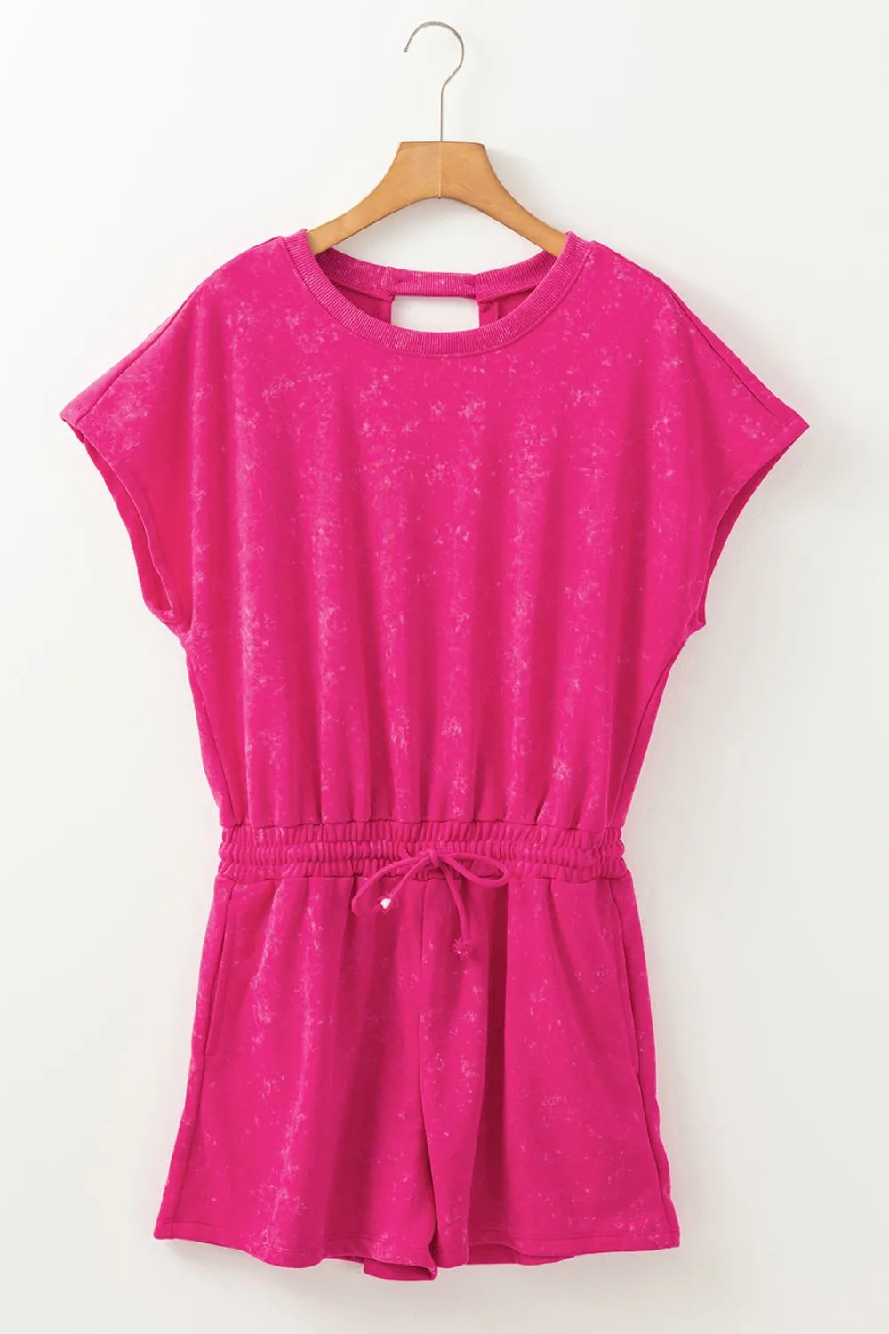 Mineral Wash Hollow Out Back Drawstring Waist Romper sold by Charming Charlie product image thumbnail 5