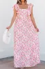 Floral Print Square Neck Ruffled Cap Sleeve Maxi Dress sold by Charming Charlie