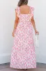 Floral Print Square Neck Ruffled Cap Sleeve Maxi Dress sold by Charming Charlie