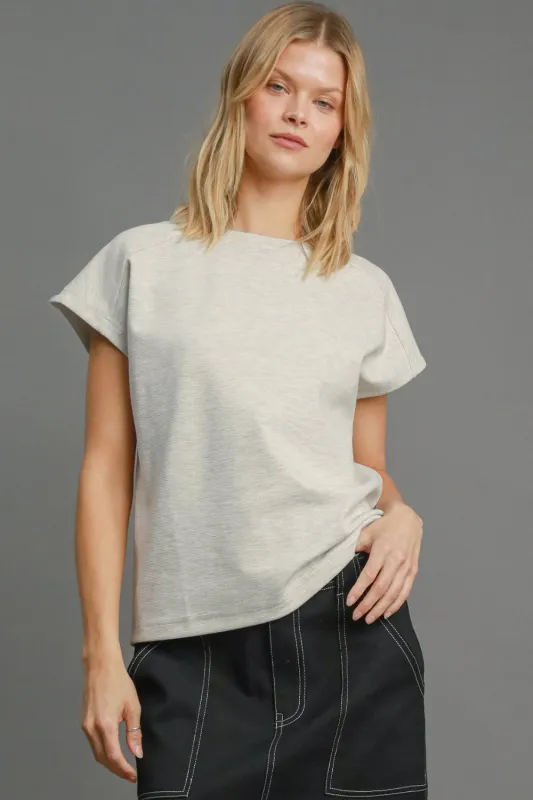 Umgee Full Size Rib Knit Round Neck Short Sleeve T Shirt Plus Size sold by Charming Charlie