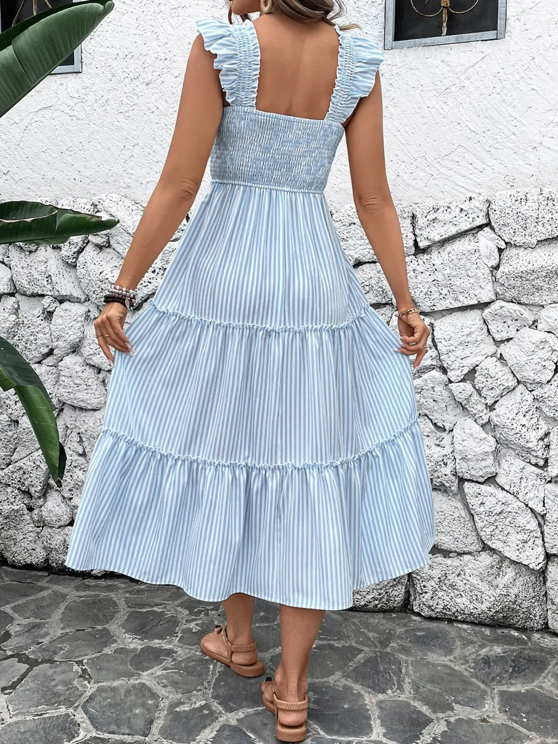 Smocked Striped Wide Striped Midi Dress sold by Charming Charlie product image thumbnail 5