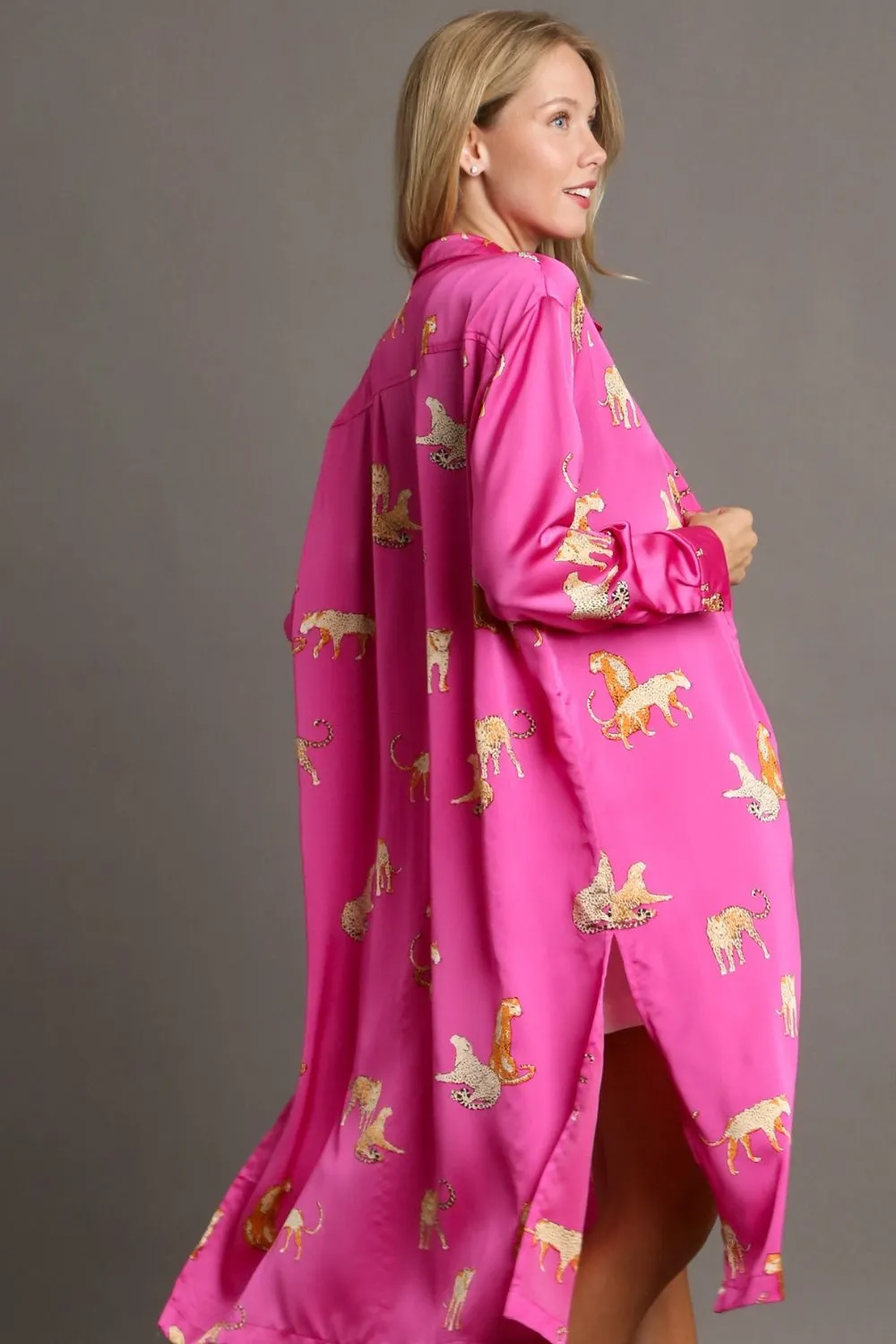 Umgee Full Size Animal Print Button Down Midi Shirt Dress Plus Size sold by Charming Charlie product image thumbnail 3