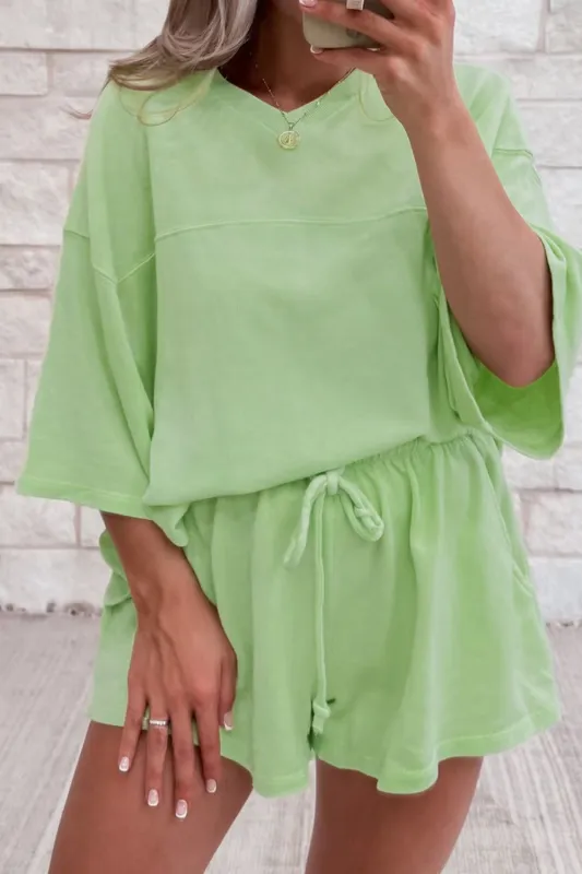 Loose V Neck Half Sleeve Tee and Drawstring Shorts Plus Size sold by Charming Charlie
