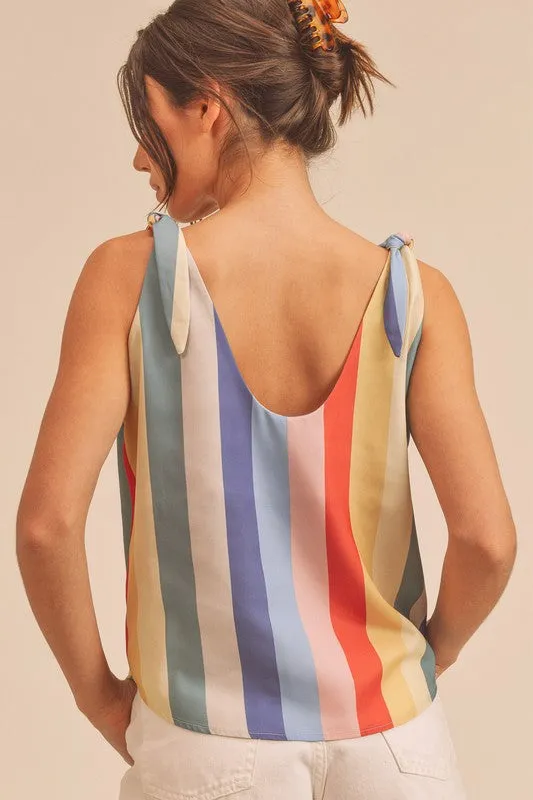 Aemi + Co Contrast Striped Scoop Neck Tie Shoulder Tank sold by Charming Charlie product image thumbnail 5
