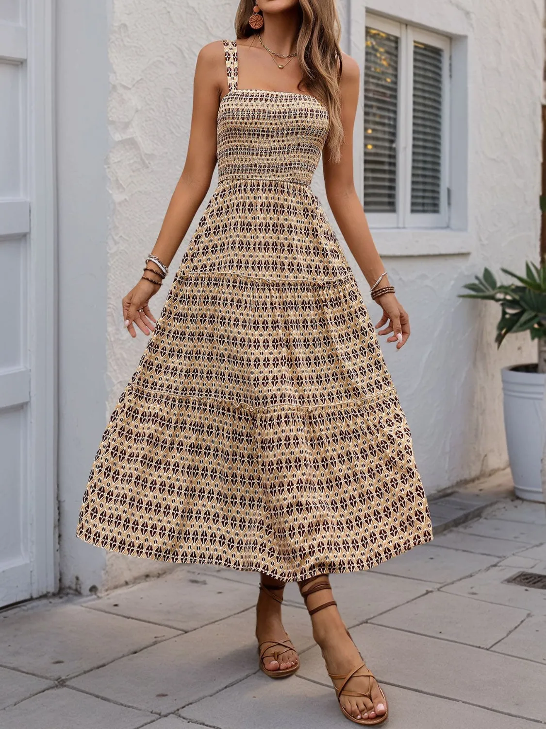 Printed Tiered Wide Strap Midi Dress sold by Charming Charlie product image thumbnail 5