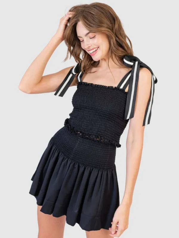 Smocked Tie Shoulder Top and Mini Skirt Set sold by Charming Charlie