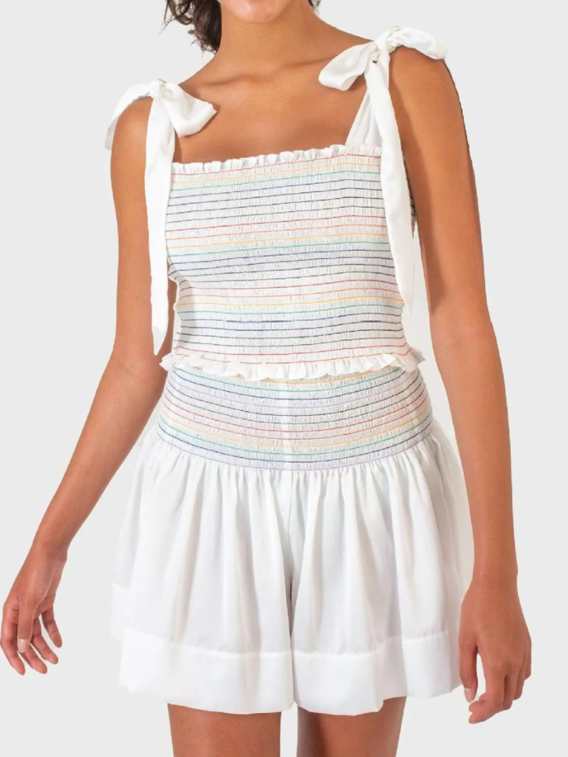 Smocked Tie Shoulder Cami and Shorts Set sold by Charming Charlie