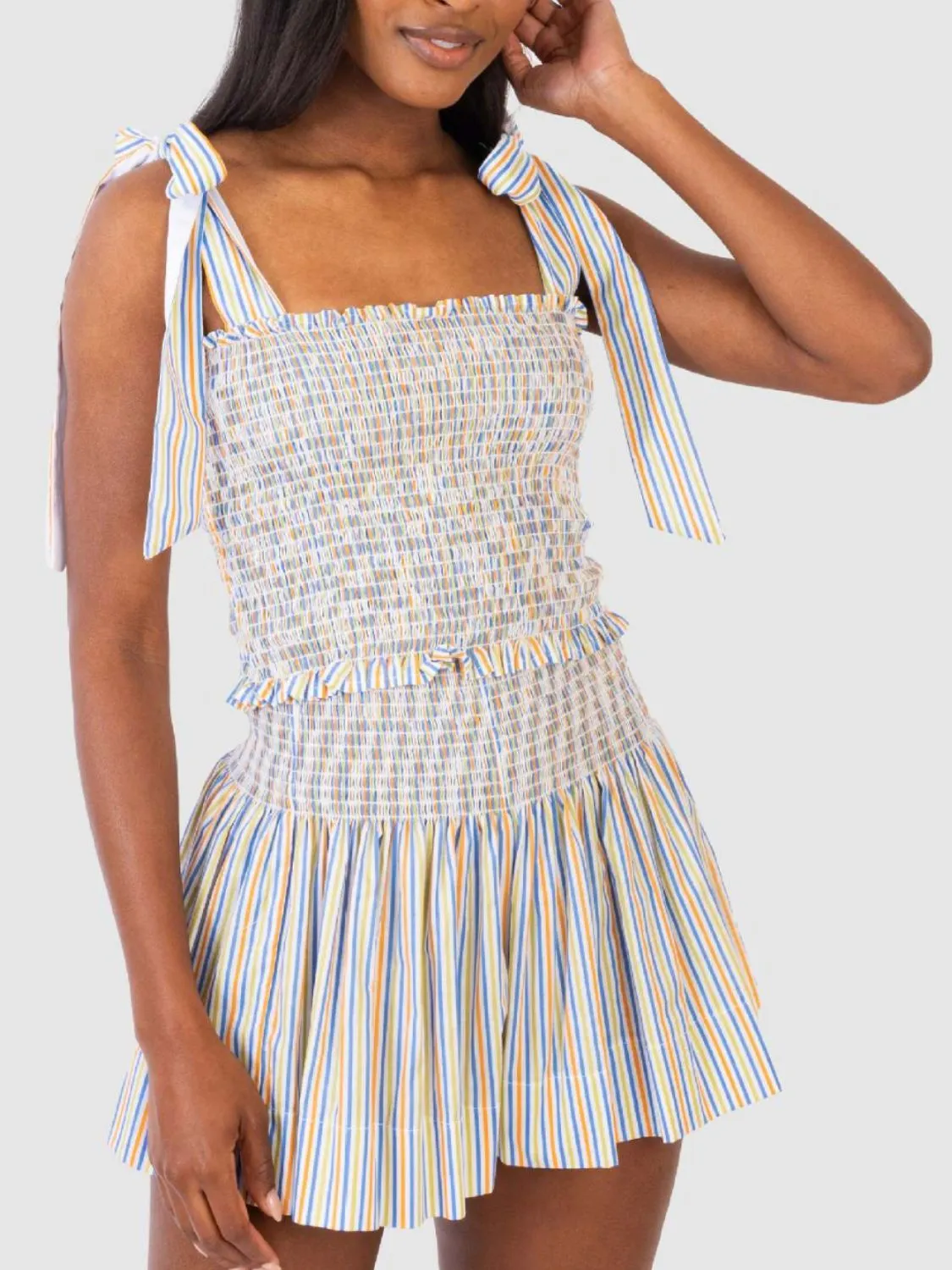 Smocked Tie Shoulder Cami and Shorts Set sold by Charming Charlie product image thumbnail 5