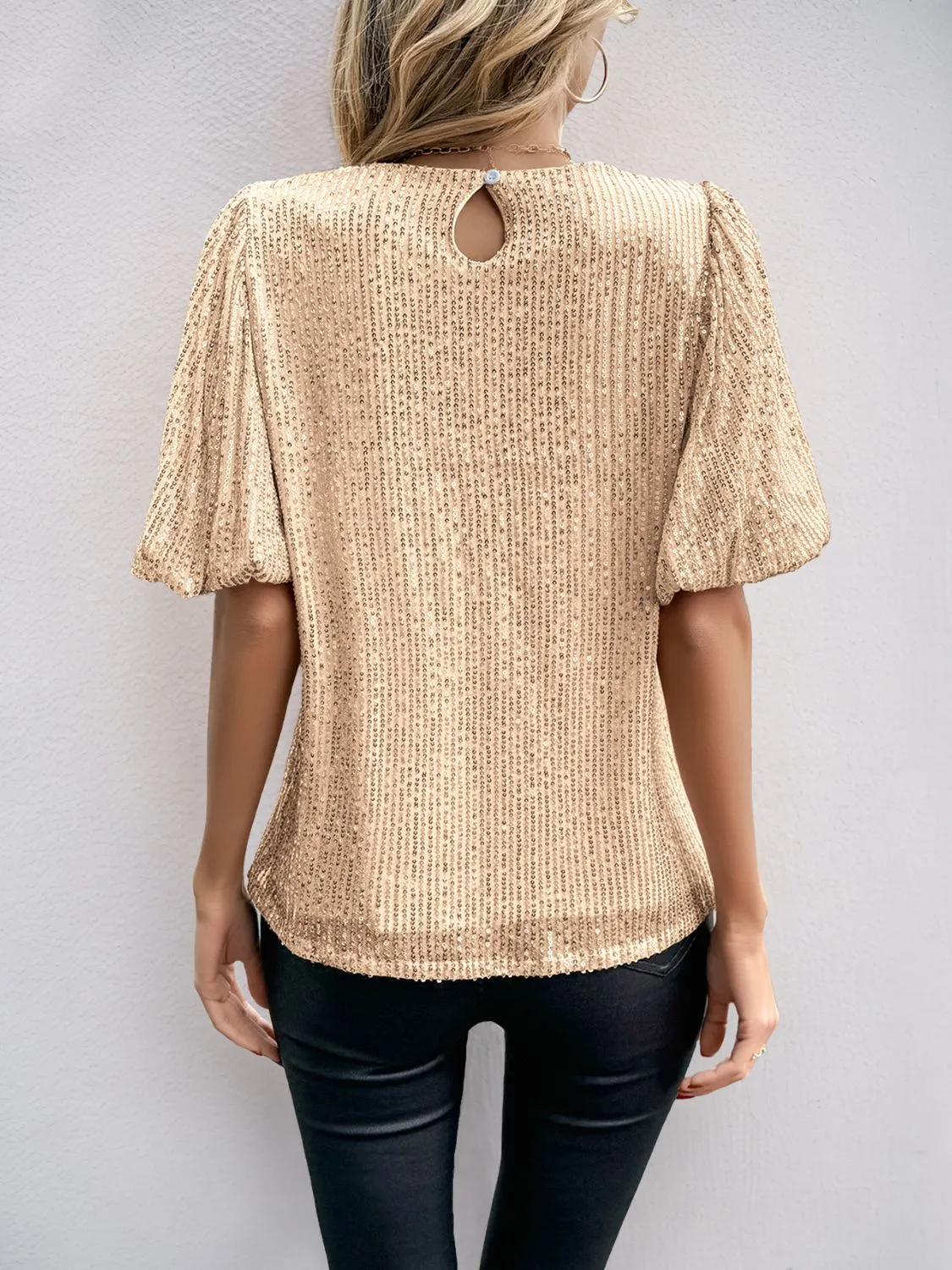 Sequin Round Neck Half Sleeve Top sold by Charming Charlie product image thumbnail 2