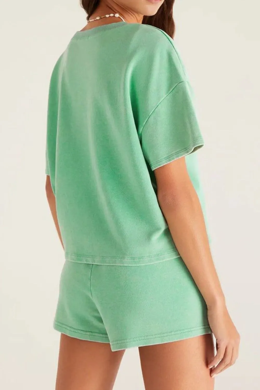 V-Neck Short Sleeve Loose Top and Drawstring Shorts Set sold by Charming Charlie product image thumbnail 5