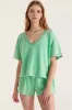 V-Neck Short Sleeve Loose Top and Drawstring Shorts Set sold by Charming Charlie