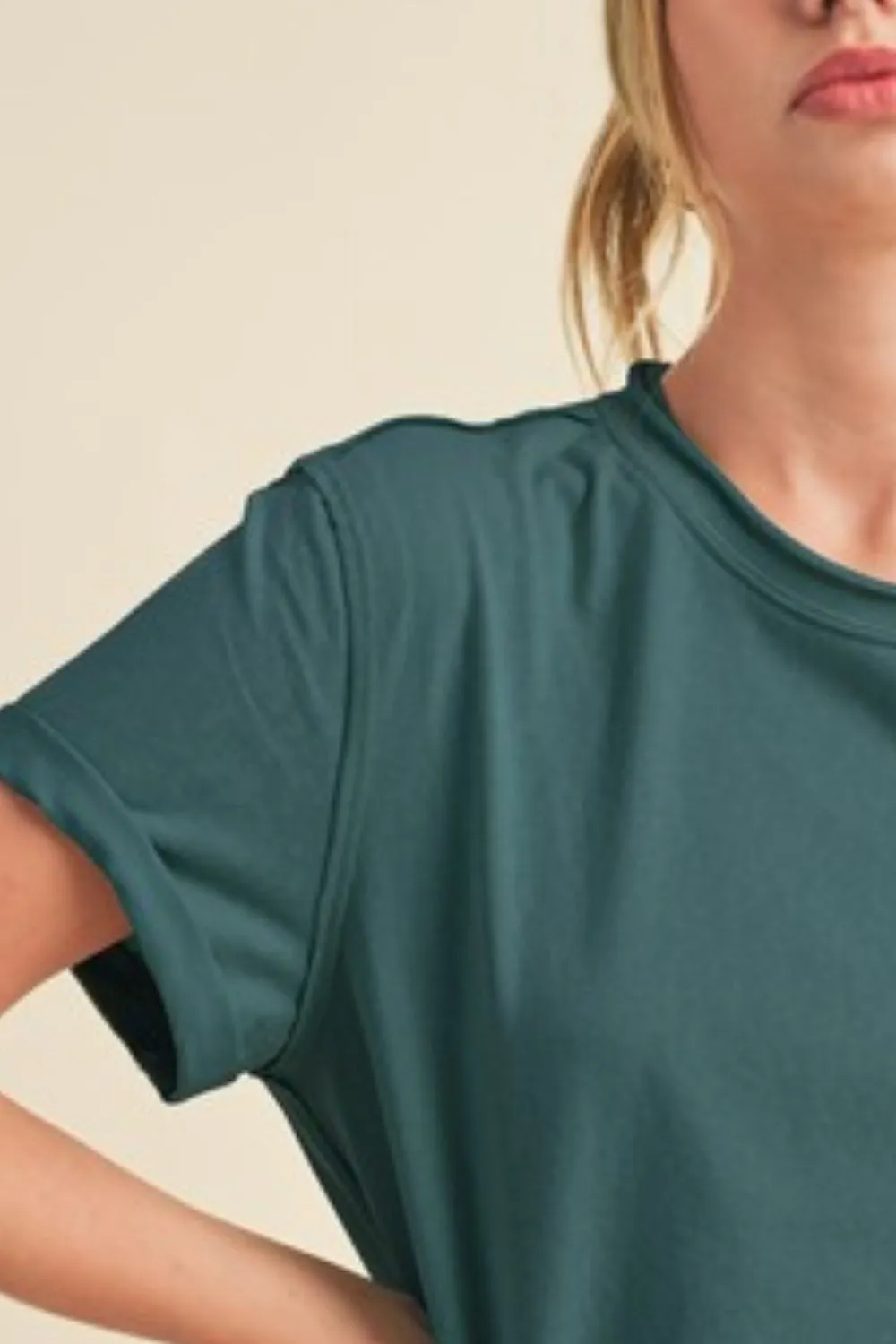 Aemi + Co Exposed Seam Round Neck Short Sleeve T-Shirt sold by Charming Charlie product image thumbnail 3