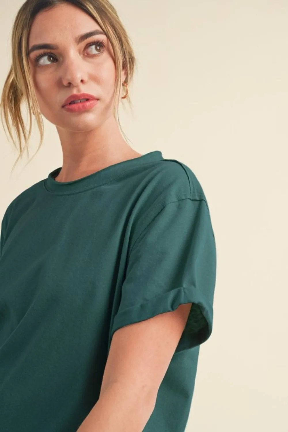 Aemi + Co Exposed Seam Round Neck Short Sleeve T-Shirt sold by Charming Charlie product image thumbnail 2