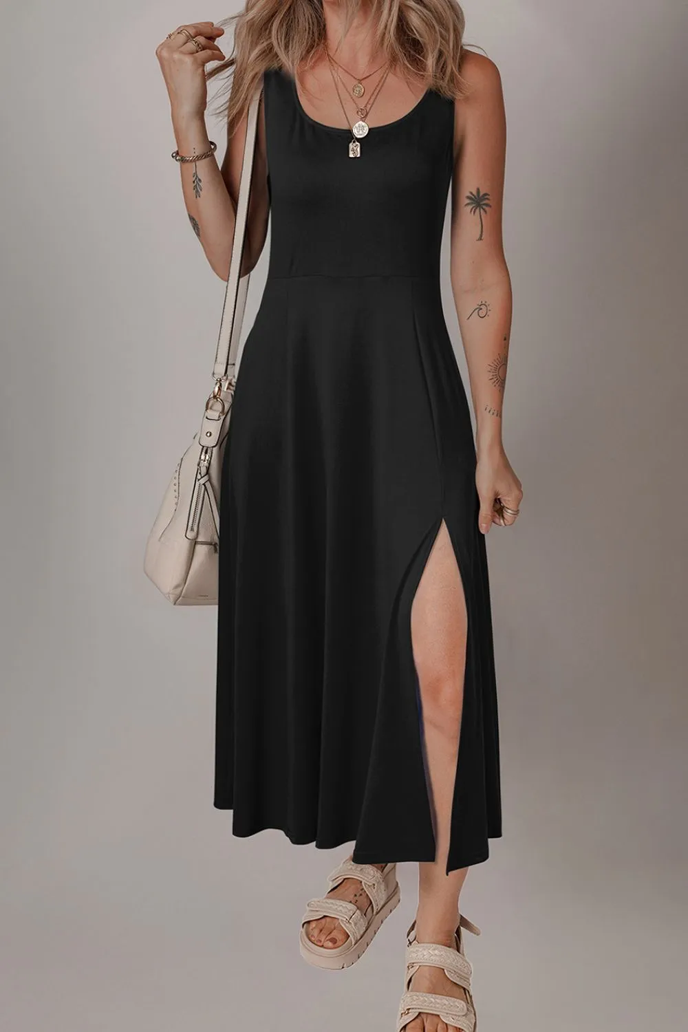 Side Slit Scoop Neck Wide Strap Dress sold by Charming Charlie product image thumbnail 3