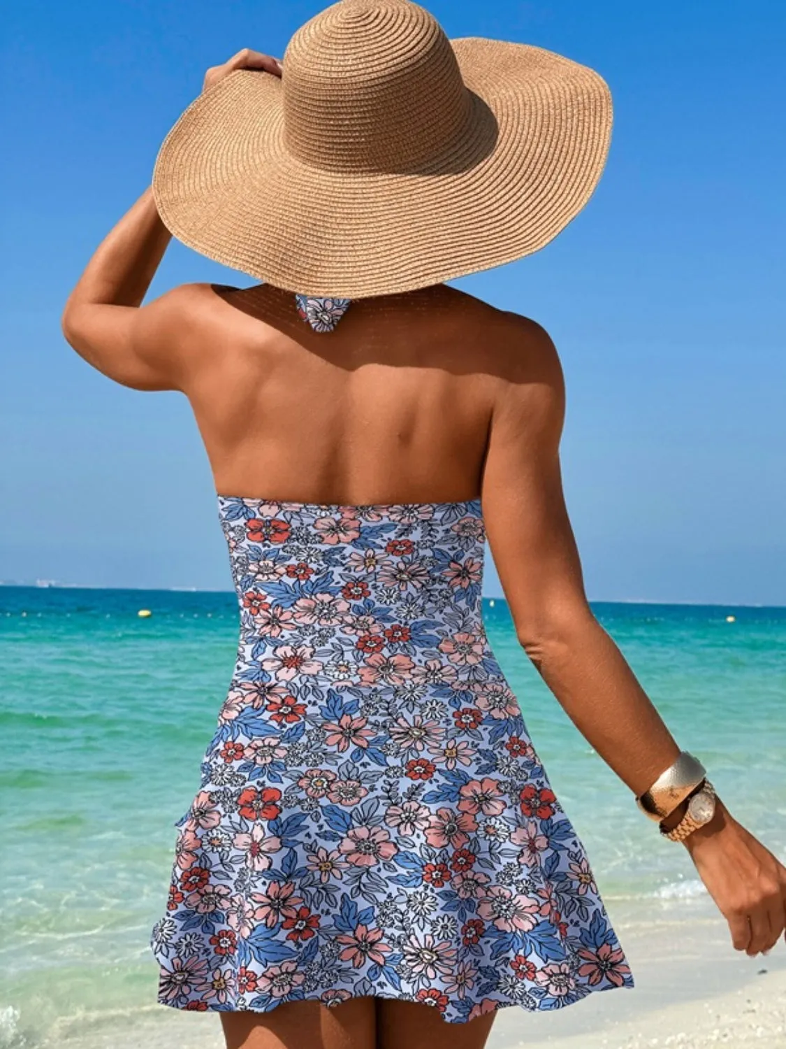 Cutout Printed Halter Neck One-Piece Swimwear sold by Charming Charlie product image thumbnail 2