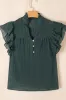 Frilled Notched Ruffled Cap Sleeve Blouse sold by Charming Charlie