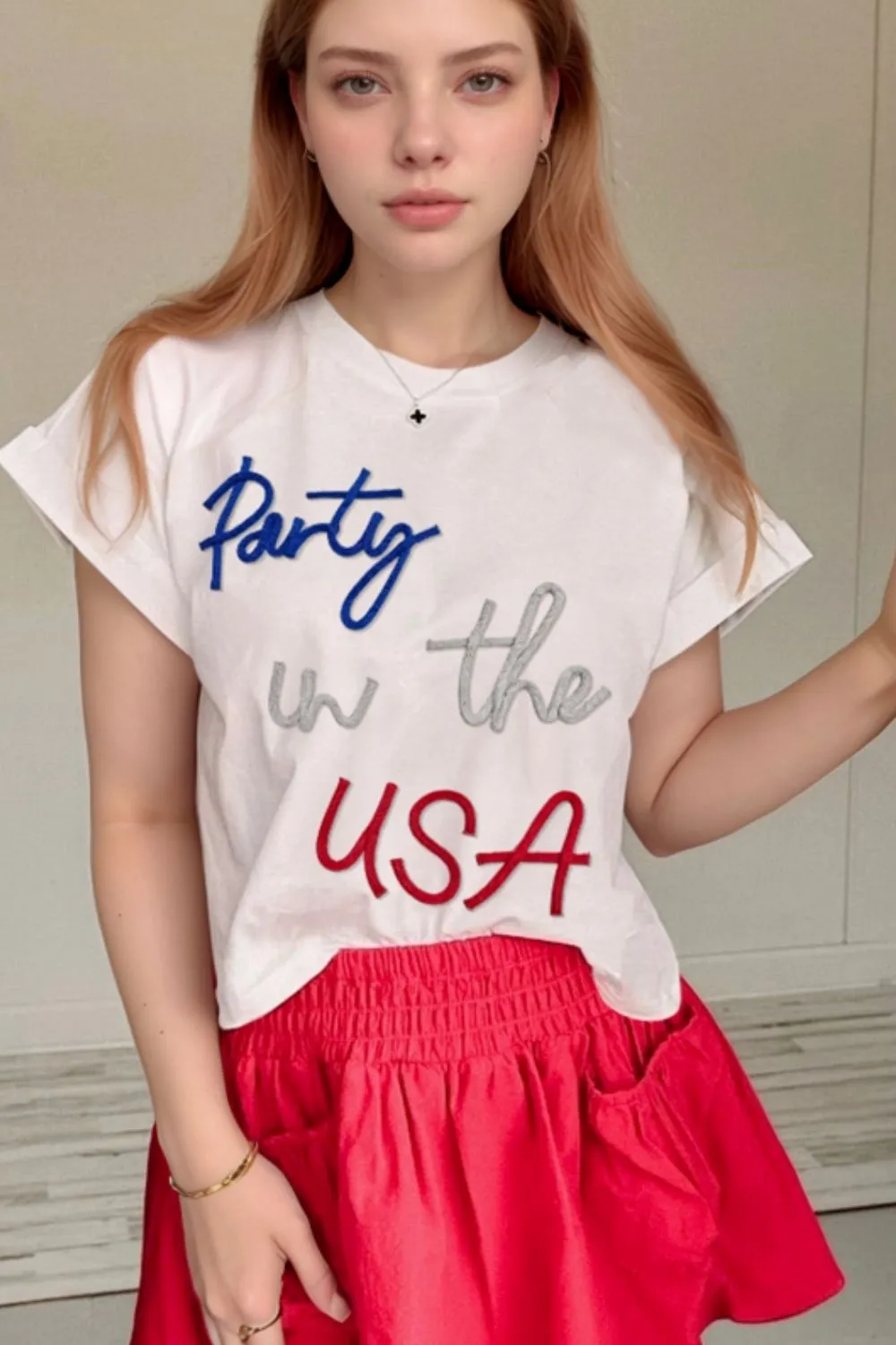 Letter Round Neck Short Sleeve T-Shirt sold by Charming Charlie product image thumbnail 2