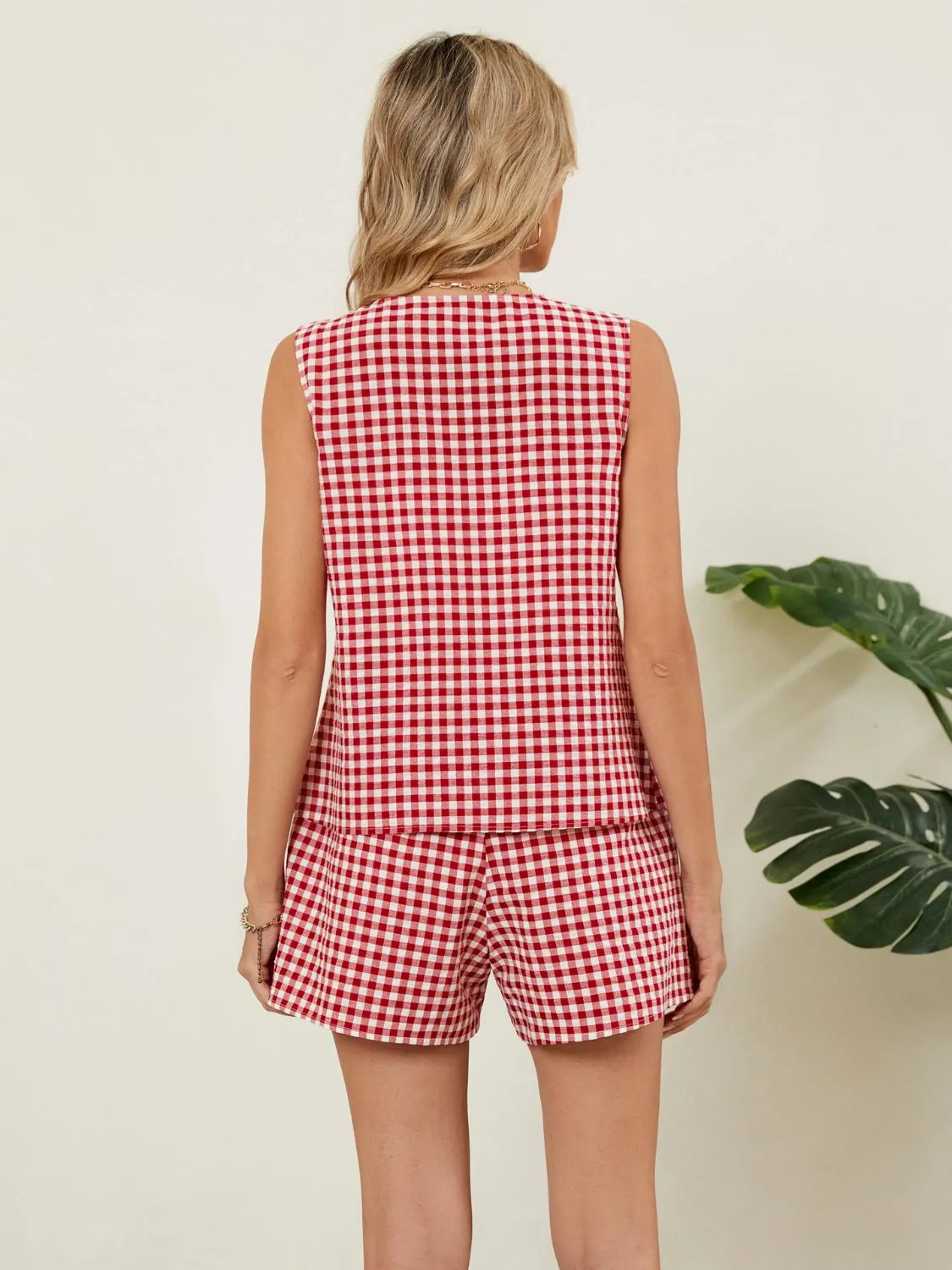 Plaid V-Neck Sleeveless Top and Shorts Set sold by Charming Charlie product image thumbnail 3
