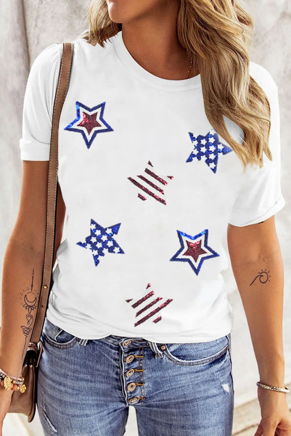 Sequin Star Round Neck Short Sleeve T-Shirt sold by Charming Charlie product image thumbnail 3