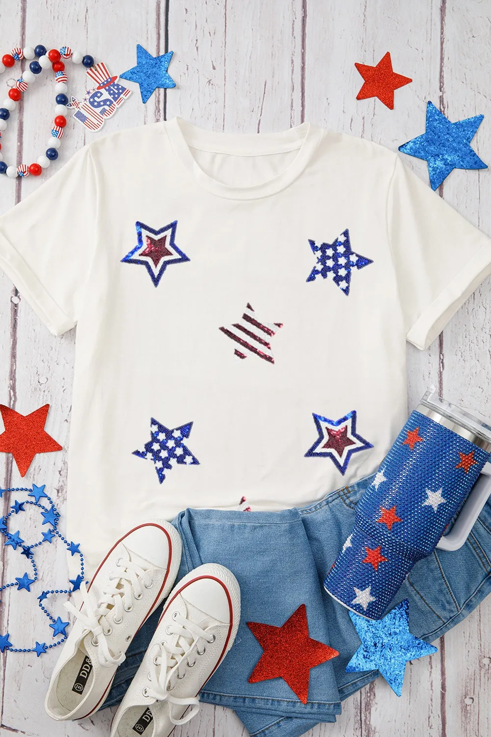 Sequin Star Round Neck Short Sleeve T-Shirt sold by Charming Charlie product image thumbnail 5