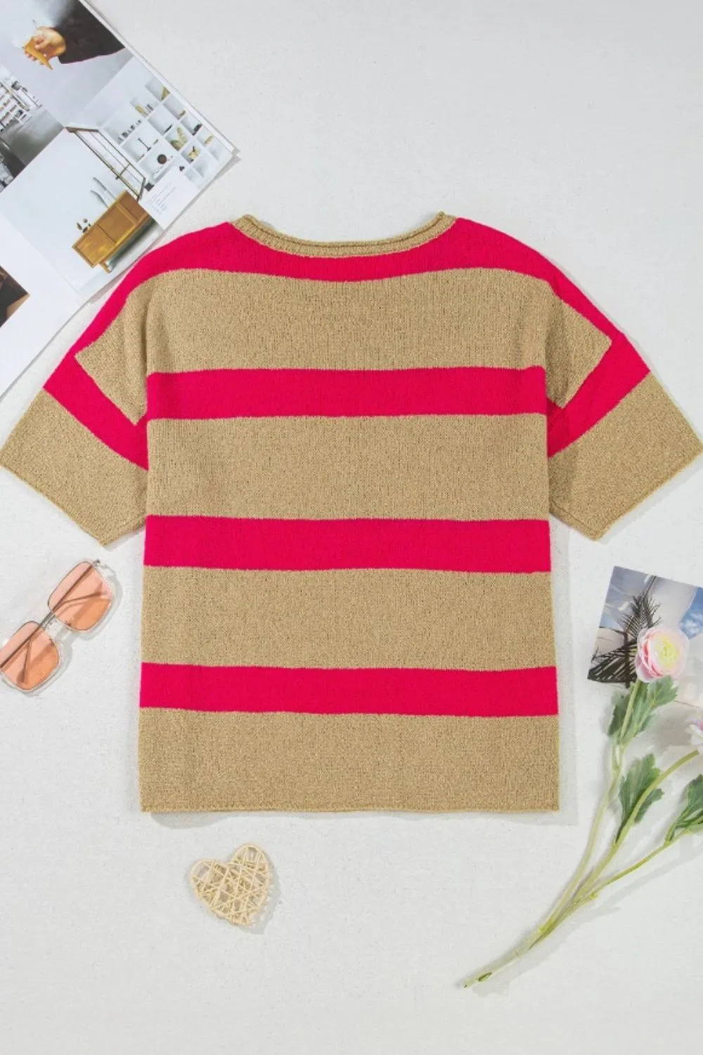 Contrast Striped Crew Neck Lightweight Knit Top sold by Charming Charlie product image thumbnail 5