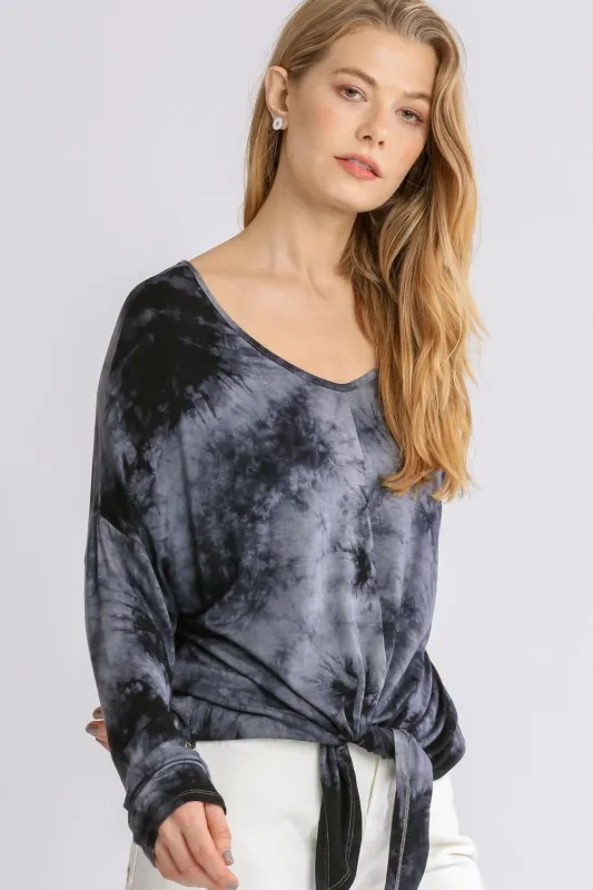 Umgee Full Size Tie Dye Lightweight Long Sleeve Top Plus Size sold by Charming Charlie