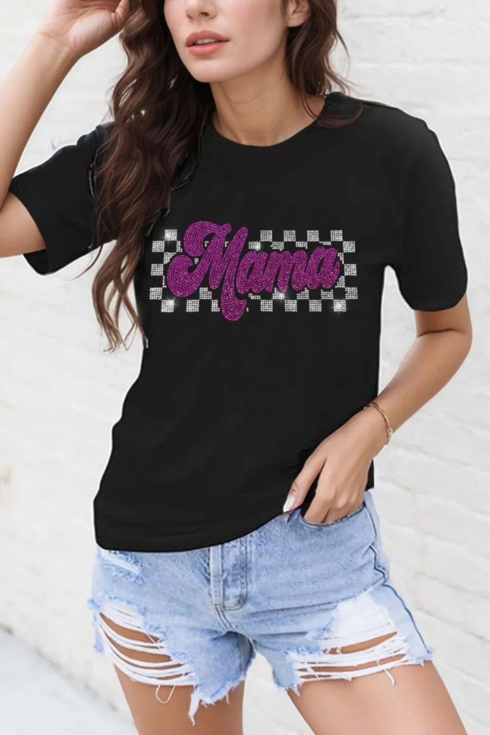 MAMA Rhinestone Letter Round Neck T-Shirt sold by Charming Charlie product image thumbnail 5