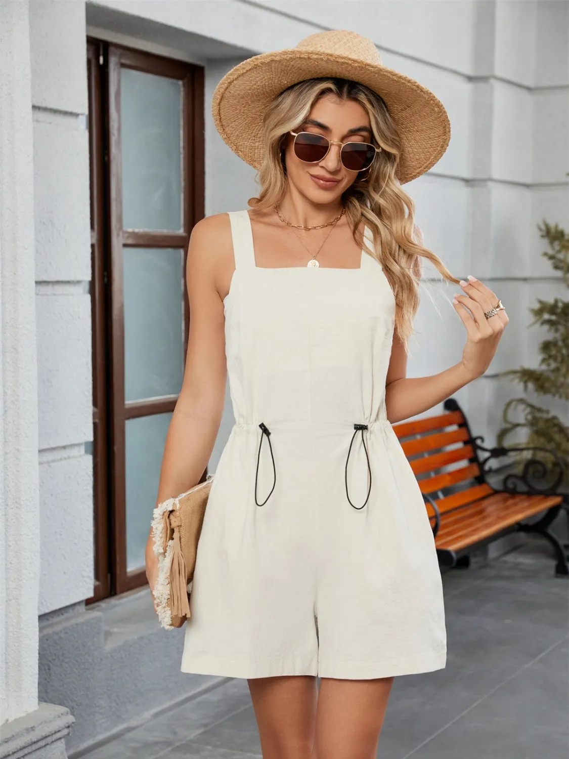 Drawstring Wide Strap Romper with Pockets sold by Charming Charlie product image thumbnail 3