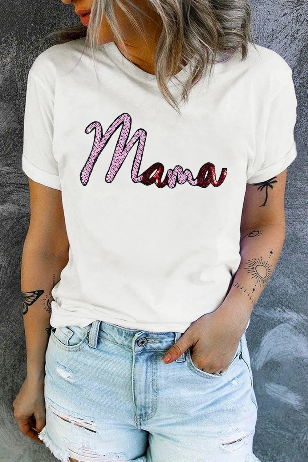 MAMA Sequin Round Neck Short Sleeve T-Shirt sold by Charming Charlie product image thumbnail 2
