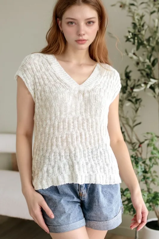 Notched Cap Sleeve Knit Top sold by Charming Charlie